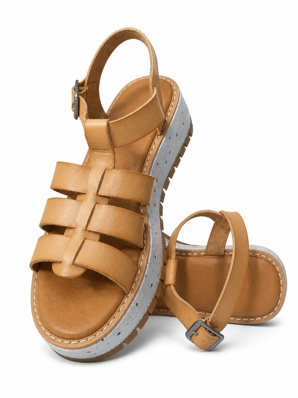 Universal Thread Women's Tan Woven Leather Flat Sandals